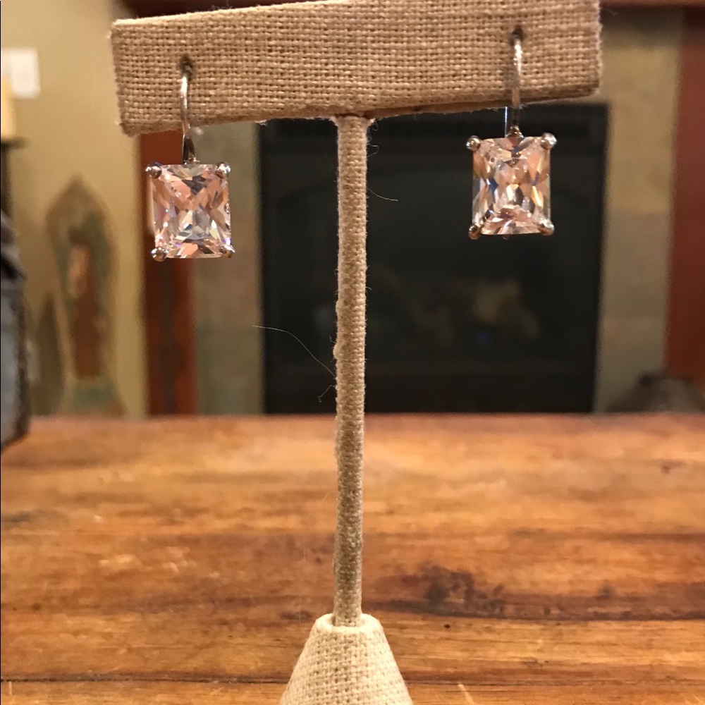 Cubic zirconia dangle earrings in sterling